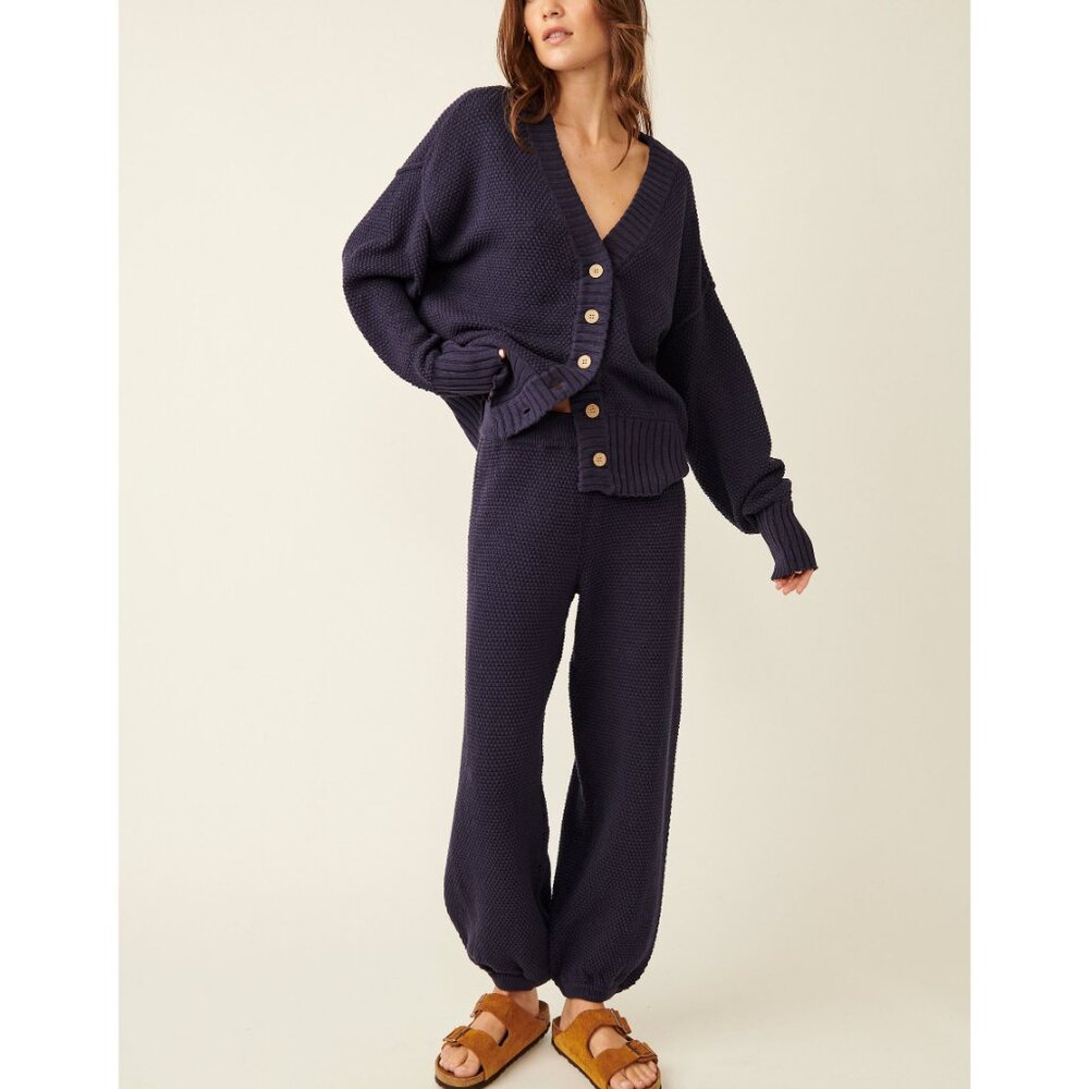 Free People Hailee Navy Cardigan Set